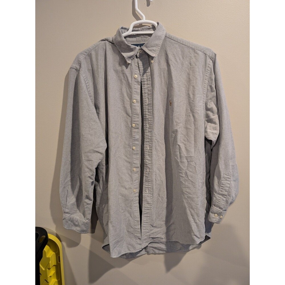 Ralph Lauren Shirt Mens 17 Large Gray Yarmouth Oxford Flesh Pony Long Sleeve